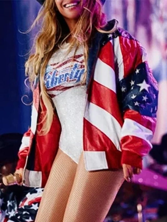 Beyonce Michael Hoban American Flag Jacket