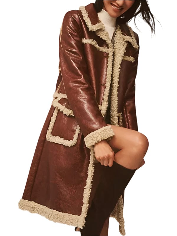 Beyond The Gates 2025 Eva Thomas Brown Shearling Coat