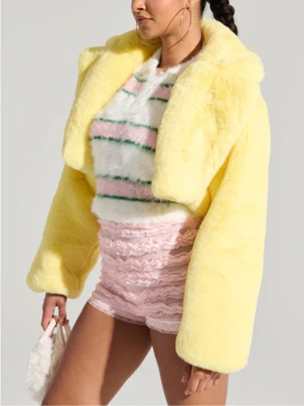 Beyond the Gates Chelsea Hamilton Yellow Fur Jacket Beyond the Gates Chelsea Hamilton Yellow Fur Jacket