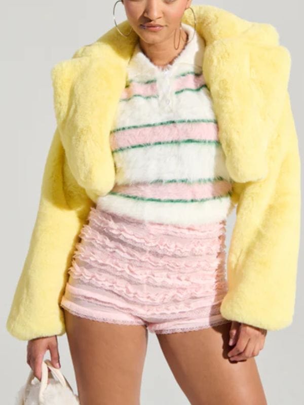 Beyond the Gates Chelsea Hamilton Yellow Fur Jacket Beyond the Gates Chelsea Hamilton Yellow Fur Jacket
