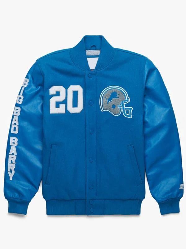 Big Bad Barry Sanders Varsity Jacket Detroit Lions Big Bad Barry Sanders Varsity Jacket Blue
