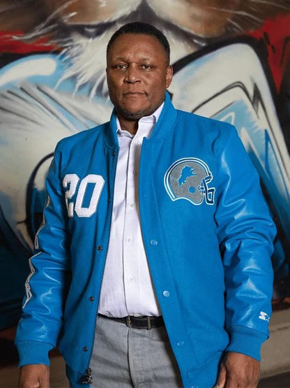 Big Bad Barry Sanders Varsity Jacket Detroit Lions Big Bad Barry Sanders Varsity Jacket Blue