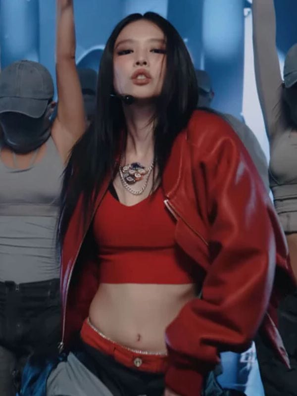 Blackpink Jennie Live Performance Red Leather Jacket – Winter Whirl
