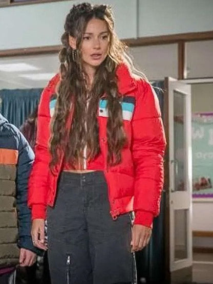 Brassic S05 Michelle Keegan Red Puffer Jacket