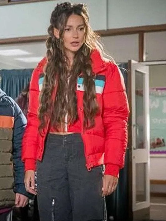 Brassic S05 Michelle Keegan Red Puffer Jacket