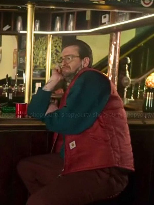 Brassic S07 Joe Gilgun Quilted Vest Red