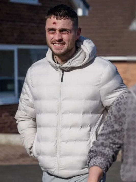 Brassic S07 Joe Gilgun White Puffer Jacket