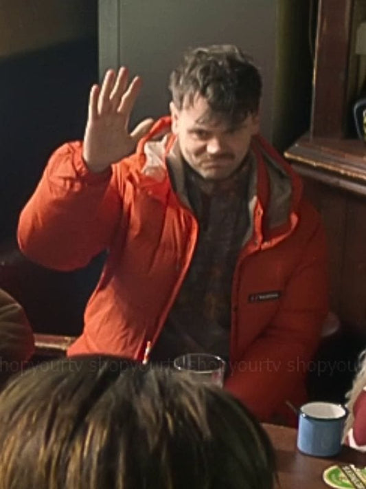 Brassic S07 Tom Hanson Puffer Hooded Jacket Orange