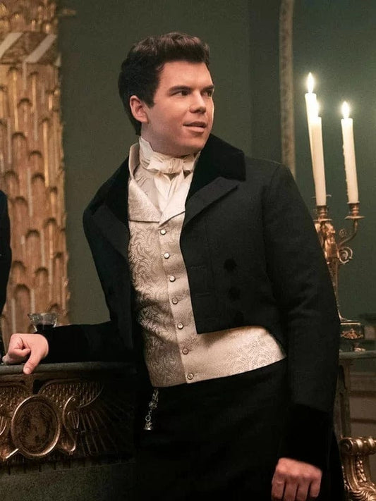 Luke Newton Bridgerton S03 Colin Black Wool Tailcoat