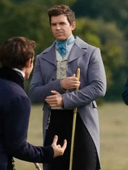 Luke Newton Bridgerton S03 Colin Blue Velvet Tailcoat