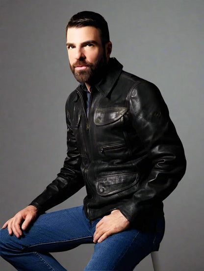 Brilliant Minds S01 Oliver Wolf Leather Jacket Black