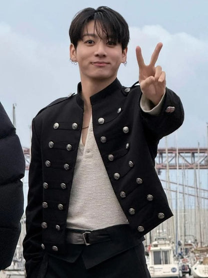BTS Swim MV Jungkook Napoleon Jacket Black