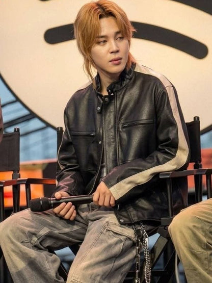 BTS Swimside Event Jimin Leather Jacket Black