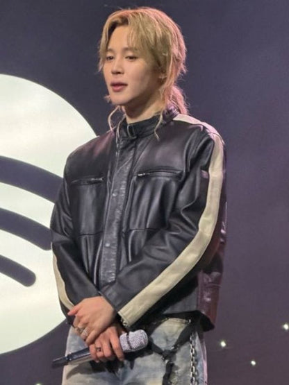 BTS Swimside Event Jimin Leather Jacket Black