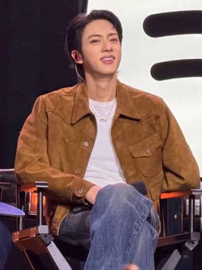 BTS Swimside Event Kim Seokjin Suede Jacket Brown
