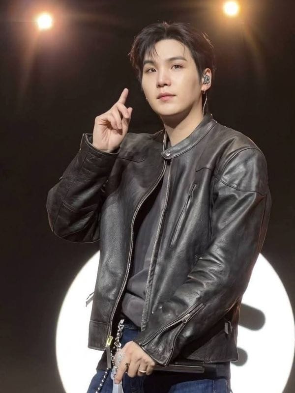Agust D BTS Swimside Event Suga Leather Jacket Black