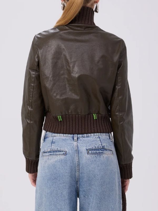 Carole Radziwill Brown Leather Bomber Jacket