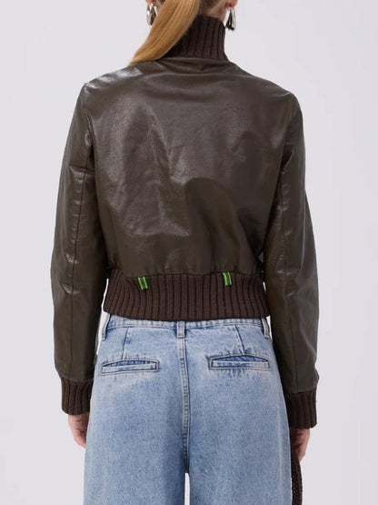Carole Radziwill Brown Leather Bomber Jacket