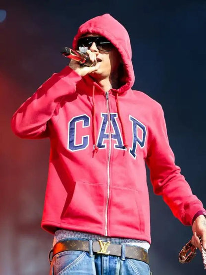 Central Cee Coachella Cap Hoodie Red