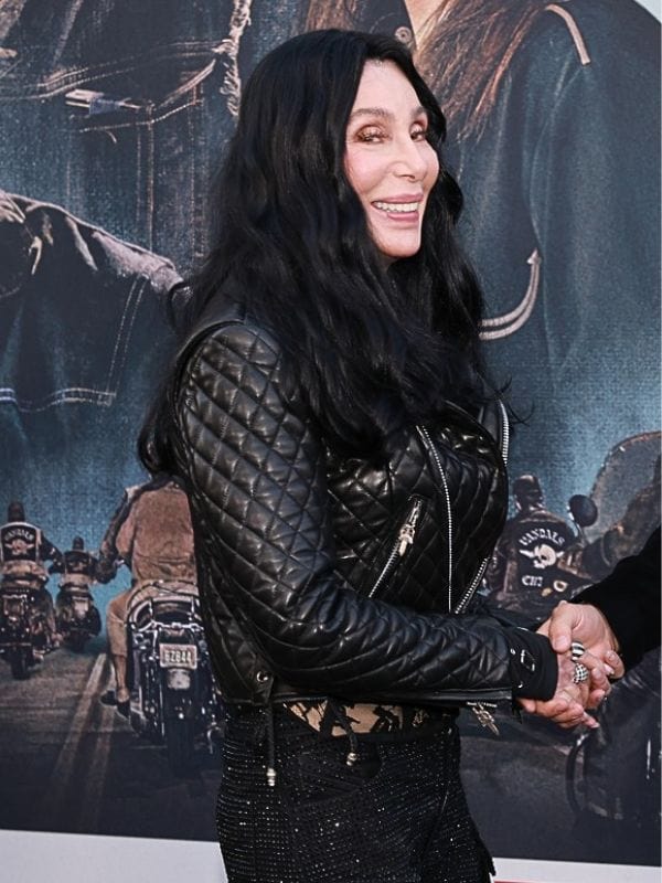 Cher The Bikeriders 2024 Premiere Quilted Leather Jacket Cher The Bikeriders 2024 Premiere Quilted Leather Jacket