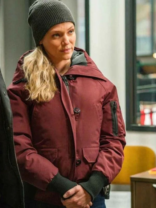Chicago P.D. S08 Hailey Upton Maroon Hooded Jacket Chicago P.D. S08 Hailey Upton Maroon Hooded Jacket