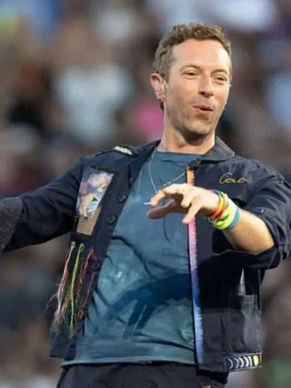 Chris Martin Coldplay Concert 2025 Blue Jacket