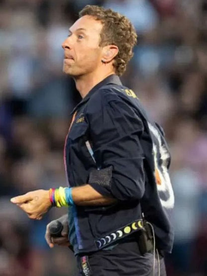 Chris Martin Coldplay Concert 2025 Blue Jacket