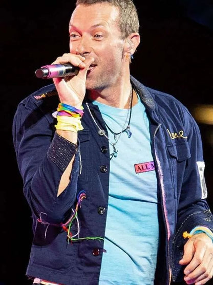 Chris Martin Coldplay Concert 2025 Blue Jacket