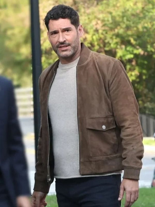 CIA Tom Ellis Suede Bomber Jacket Brown