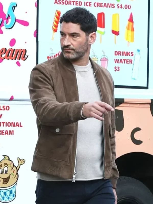CIA Tom Ellis Suede Bomber Jacket Brown