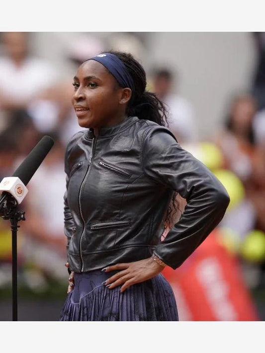 Coco Gauff Leather Jacket Black