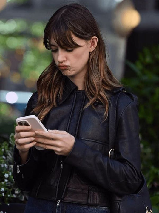 Daisy Edgar-Jones Black Leather Jacket - Shop Now