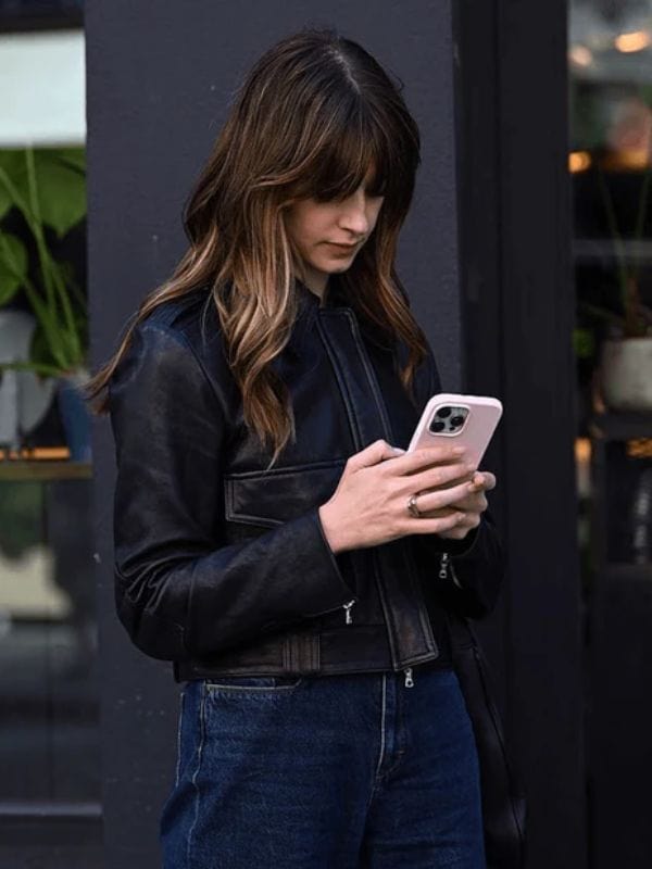 Daisy Edgar-Jones Black Leather Jacket - Shop Now
