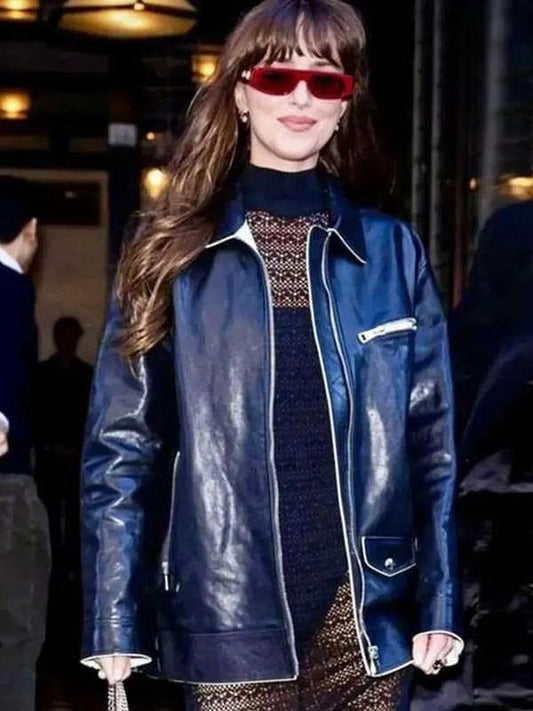 Dakota Johnson Street Style Black Leather Jacket