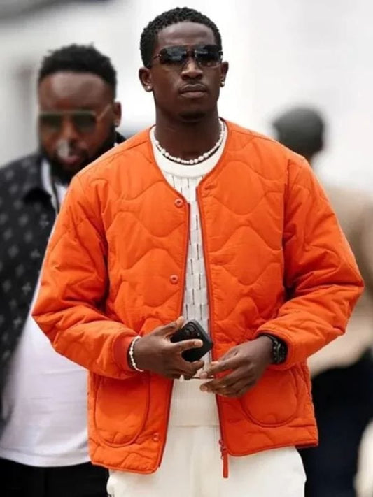 Damson Idris F1 Orange Quilted Jacket