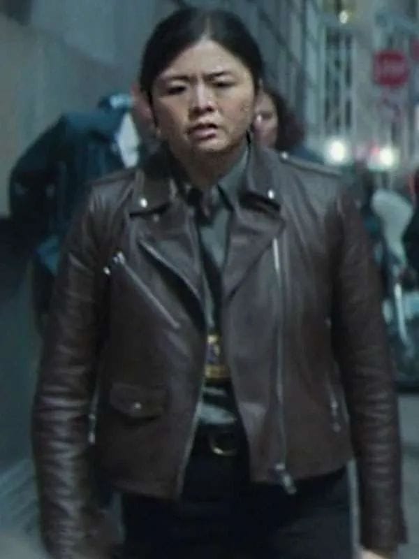 Daredevil Born Again S01 Ruibo Qian Brown Leather Jacket Daredevil Born Again S01 Ruibo Qian Brown Leather Jacket