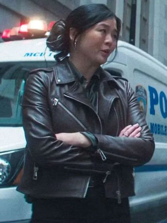 Daredevil Born Again S01 Ruibo Qian Brown Leather Jacket Daredevil Born Again S01 Ruibo Qian Brown Leather Jacket