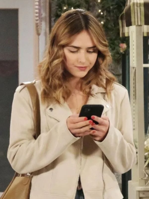 Days Of Our Lives Holly Jonas Beige Biker Jacket