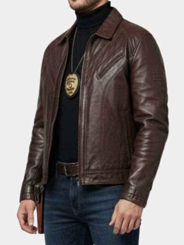 Dead Man’s Wire Michael Grable Leather Jacket Brown