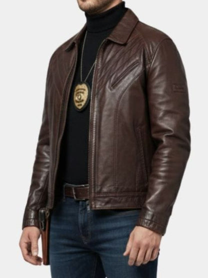 Dead Man’s Wire Michael Grable Leather Jacket Brown