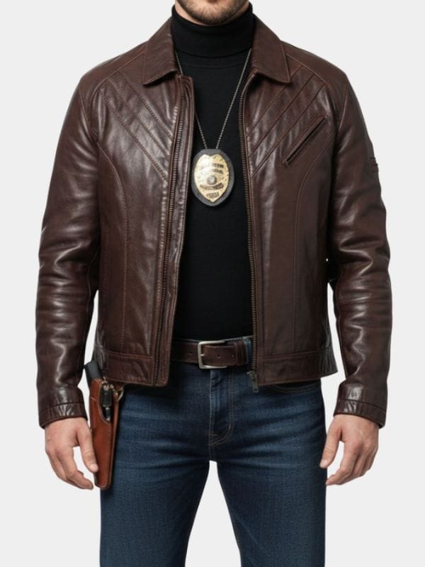 Dead Man’s Wire Michael Grable Leather Jacket Brown