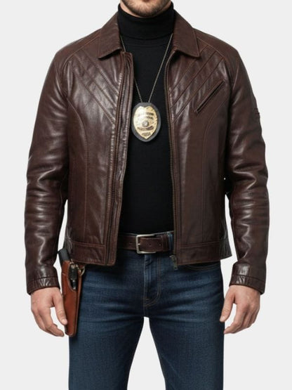 Dead Man’s Wire Michael Grable Leather Jacket Brown