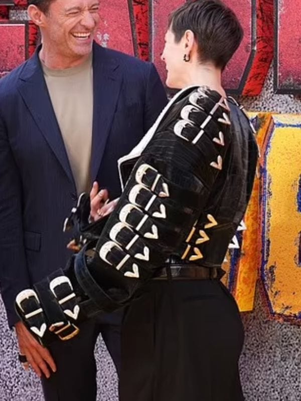 Deadpool & Wolverine Emma Corrin Shearling Black Leather Jacket Deadpool & Wolverine Emma Corrin Shearling Black Leather Jacket