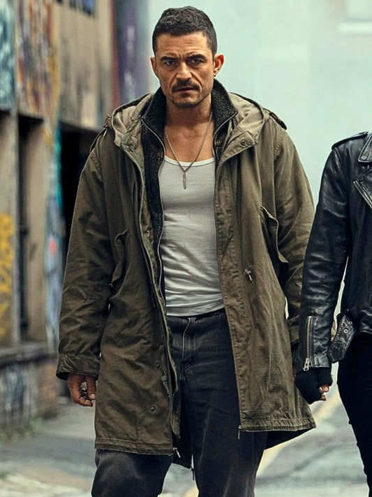Deep Cover 2025 Orlando Bloom Hooded Coat