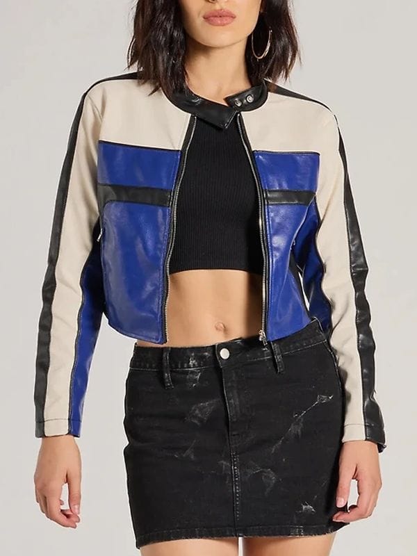 Electric Bloom Carmen B. Sanchez Striped Leather Jacket