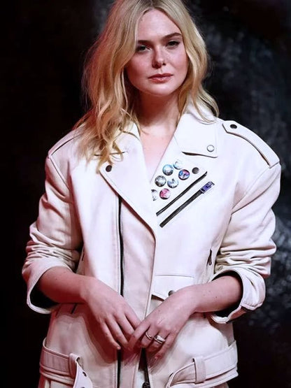 Elle Fanning Predator Badlands 2025 Leather Jacket
