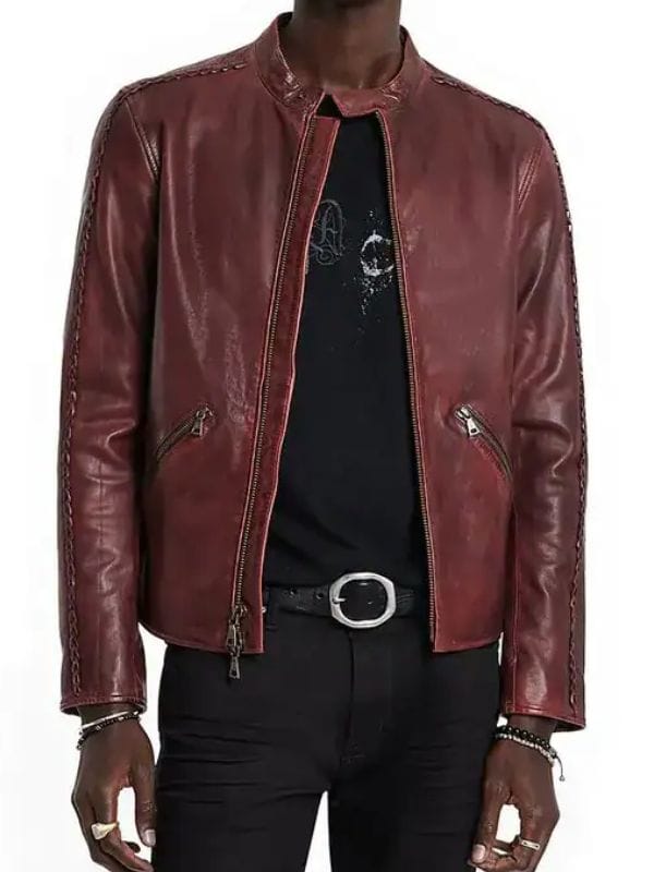 Elsbeth S02 Brad Adams Maroon Leather Jacket