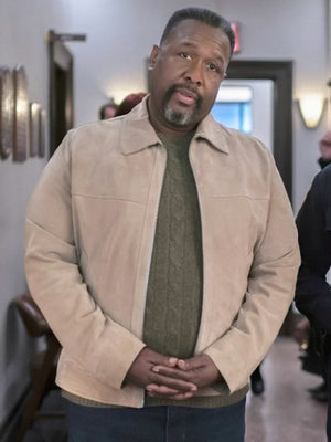 Elsbeth S02 Wendell Pierce Beige Suede Jacket