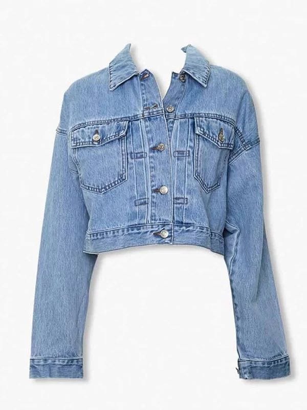 Emily In Paris Camille Razat Blue Denim Jacket Emily In Paris Camille Razat Blue Denim Jacket