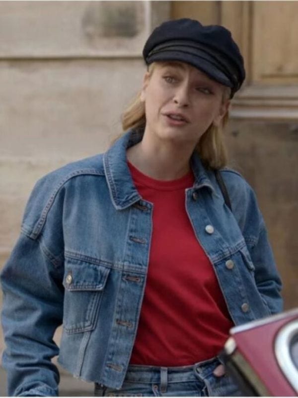 Emily In Paris Camille Razat Blue Denim Jacket Emily In Paris Camille Razat Blue Denim Jacket
